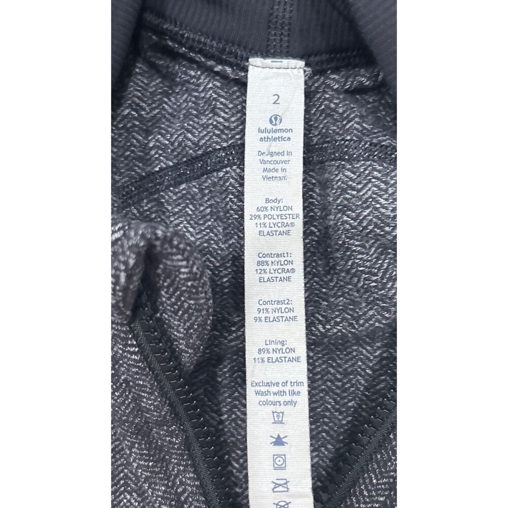 Lululemon Hoodie Herringbone Black Womens Size 2 Full Zip Thumbholes Jacket - Picture 3 of 11